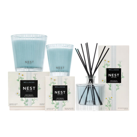 Nest New York Driftwood Chamomile candle reusable glass vessel for decor