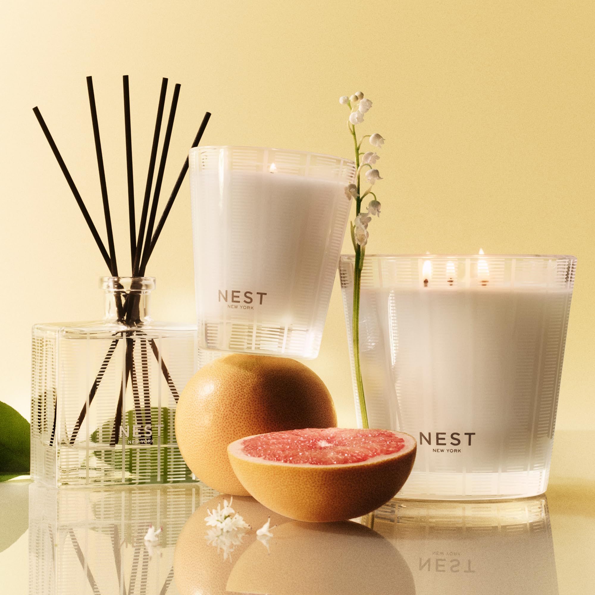 Gift-ready packaging for Nest New York Grapefruit candle, ready to give
