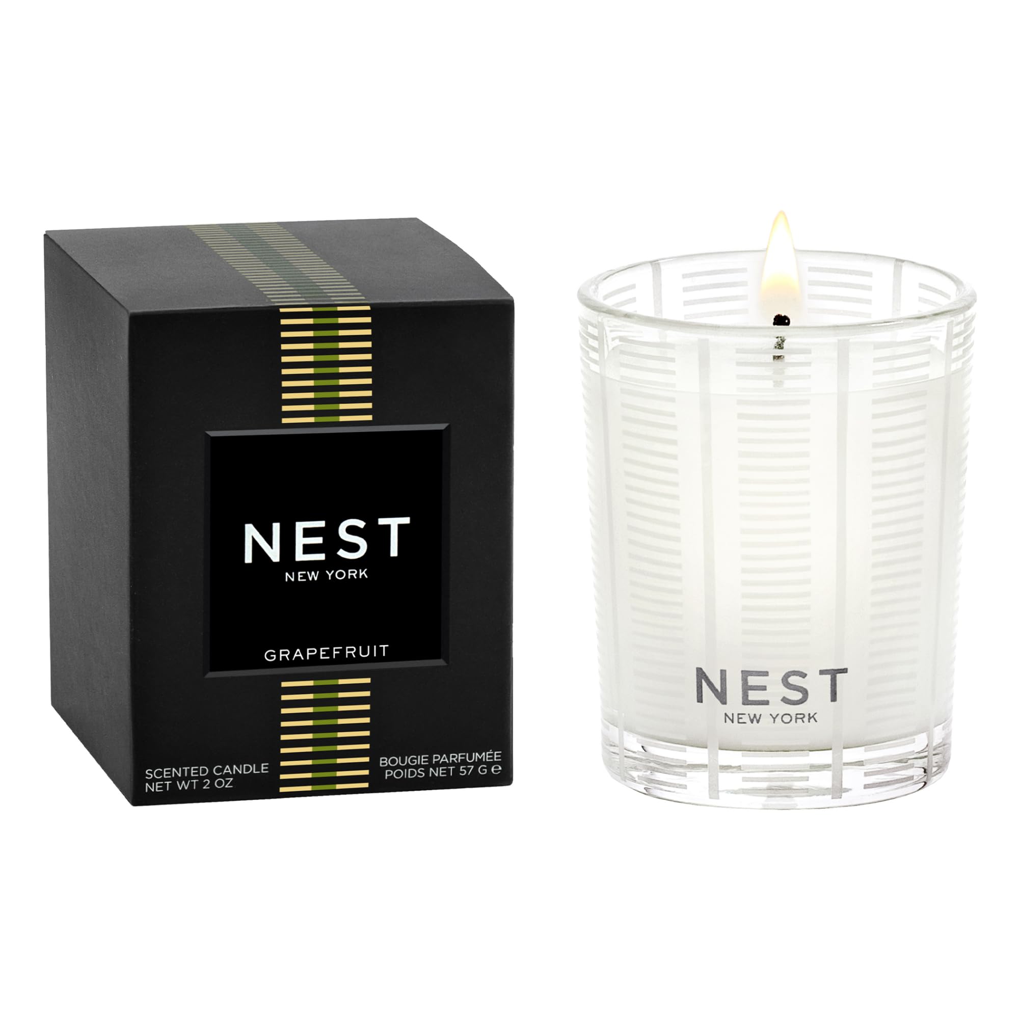 NEST New York Grapefruit votive in frosted etched glass for elegant ambiance.