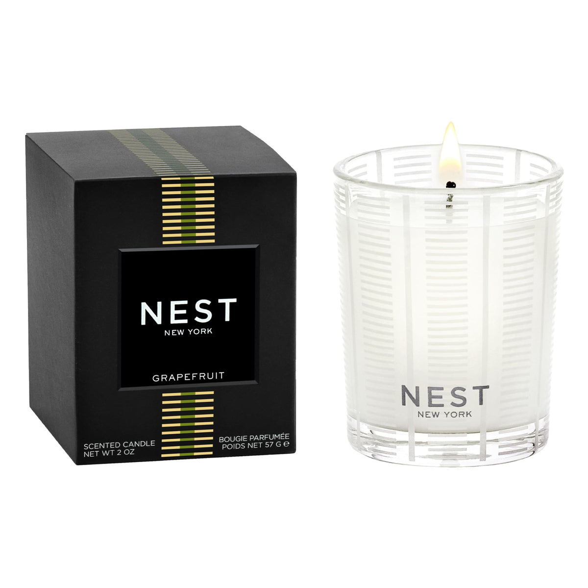 NEST New York Grapefruit votive in frosted etched glass for elegant ambiance.