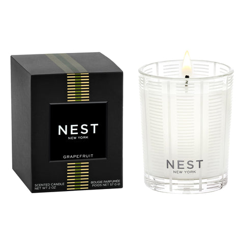 NEST New York Grapefruit votive in frosted etched glass for elegant ambiance.