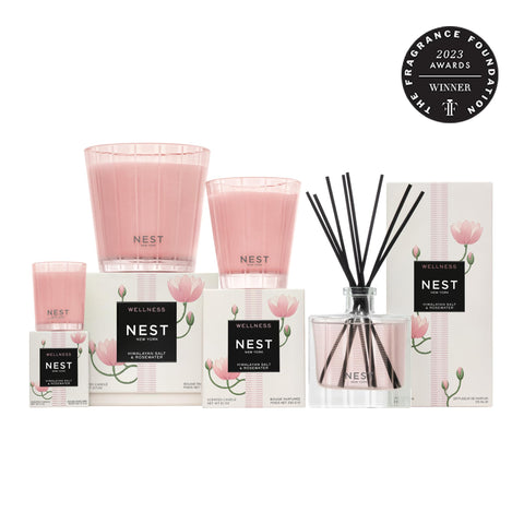 NEST New York candle on coffee table elevates mood.