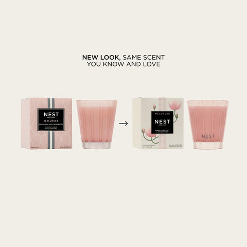 Nest New York pink wax close-up offers soft, inviting ambience.
