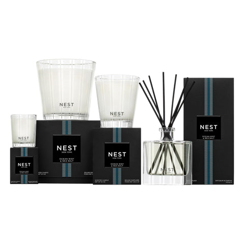 Nest New York home fragrance setup with Ocean Mist for serene ambiance.