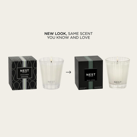 NEST New York Indian Jasmine candle wax closeup highlights premium jasmine notes.