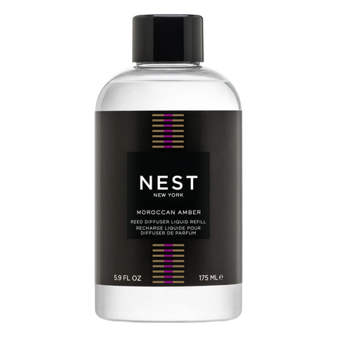NEST New York Moroccan Amber diffuser refill bottle delivers long-lasting fragrance.