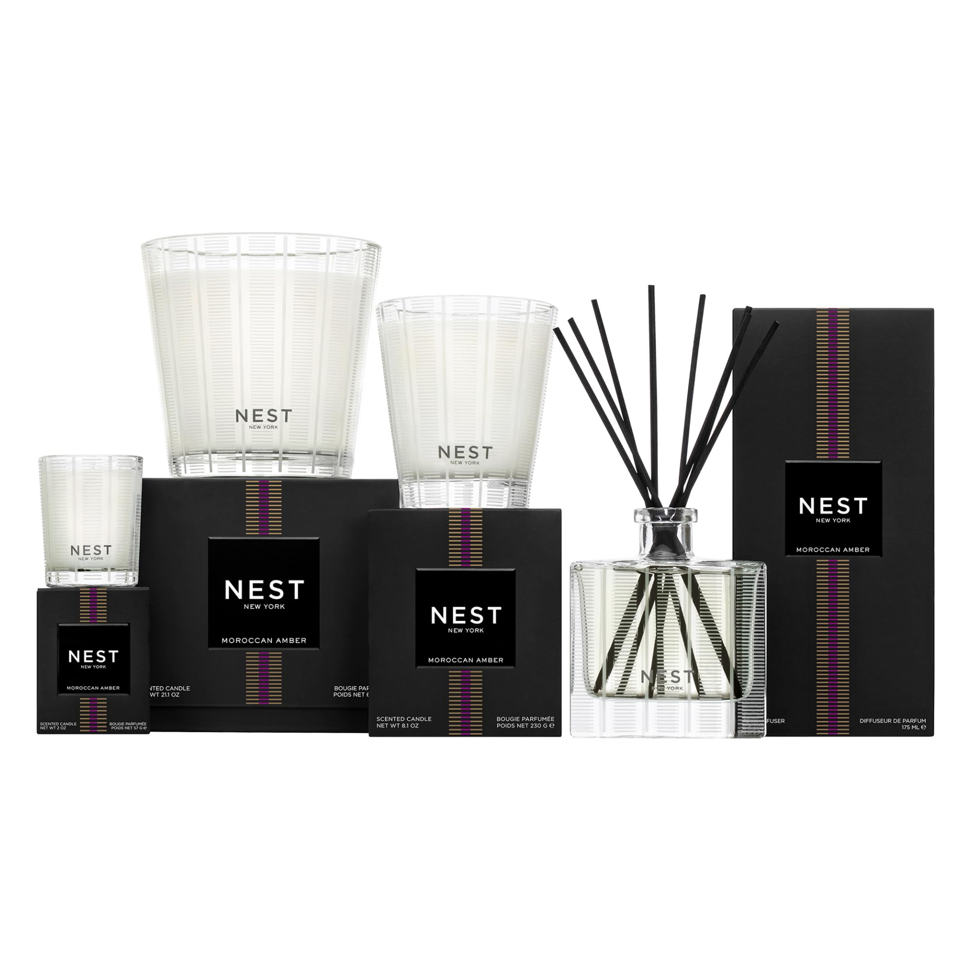 NEST New York Moroccan Amber diffuser refill scent cloud creates inviting ambiance.