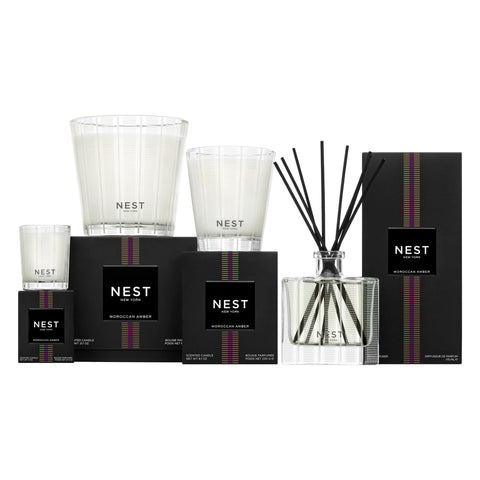 NEST New York Moroccan Amber diffuser refill scent cloud creates inviting ambiance.