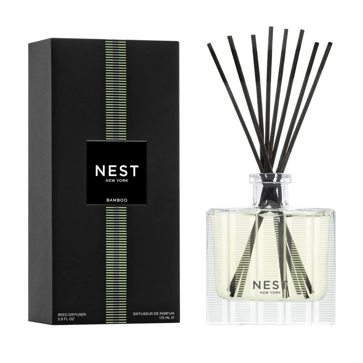 Nest New York Bamboo diffuser bottle delivers a long-lasting, inviting aroma.