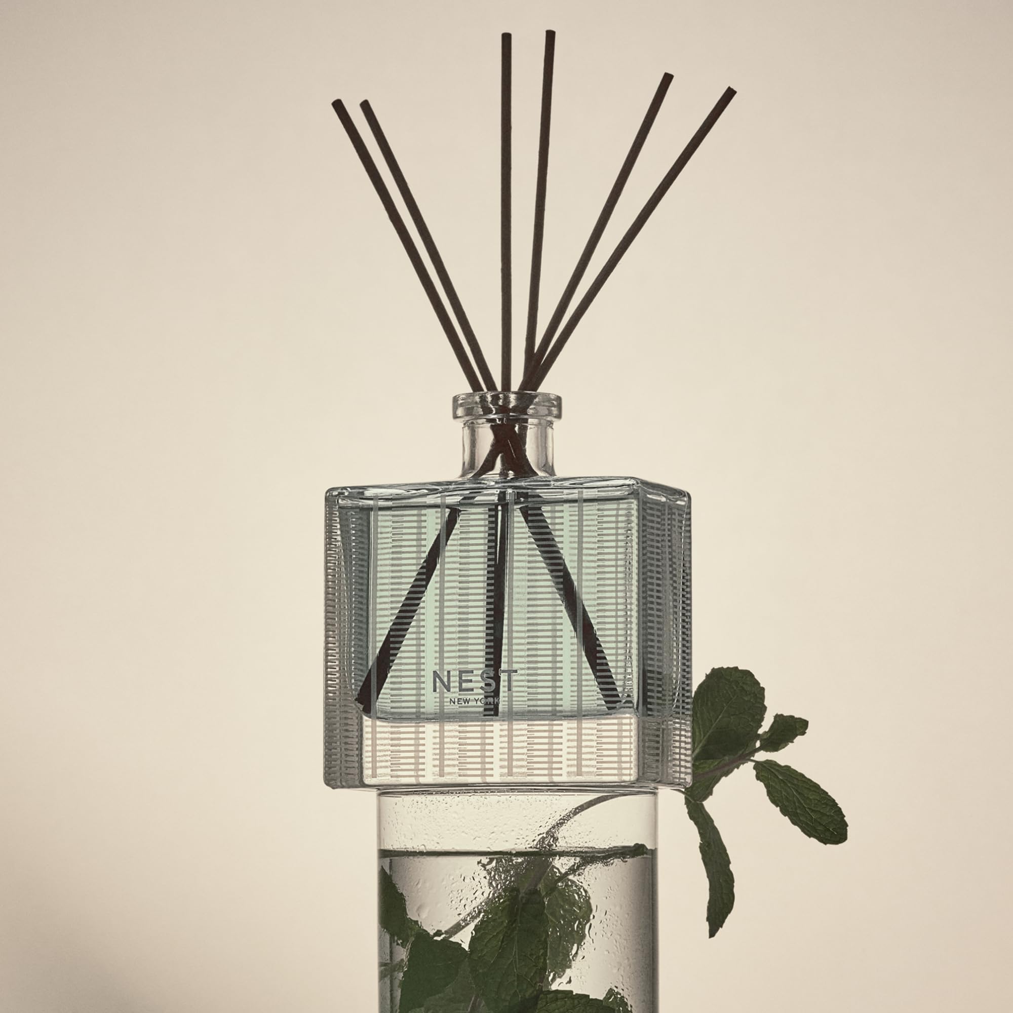 Nest New York Reed Diffuser glass vessel reusable and refillable for sustainable use