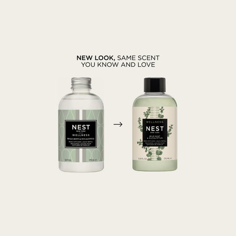 NEST New York refill image showing basil and Thai ginger accents for a calming greens mood.