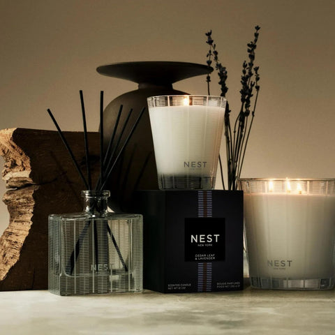 Nest New York Reed Diffuser refillable glass holder designed for sustainable home fragrance