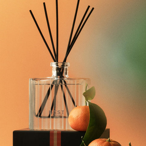 Nest New York refillable diffuser glass holder supports a flexible fragrance routine.