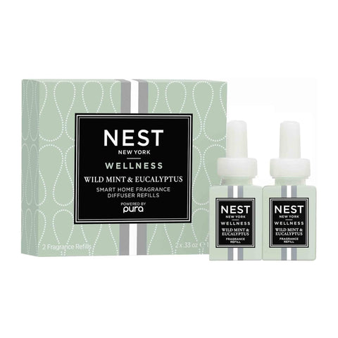NEST New York refill vial with wild mint and eucalyptus for Pura diffusers, long-lasting scent