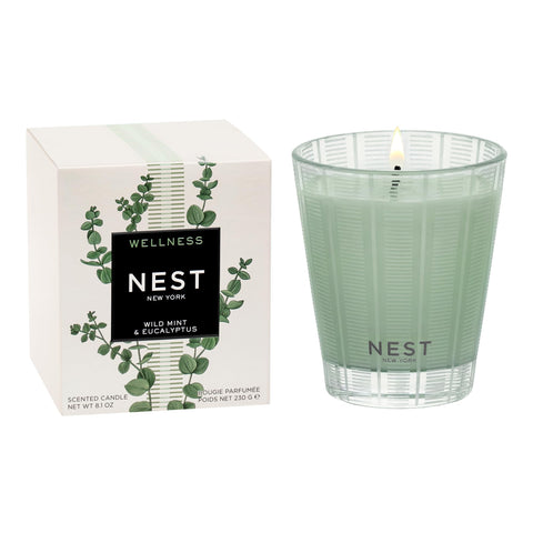 NEST New York wild mint and eucalyptus candle in glass vessel for ambiance