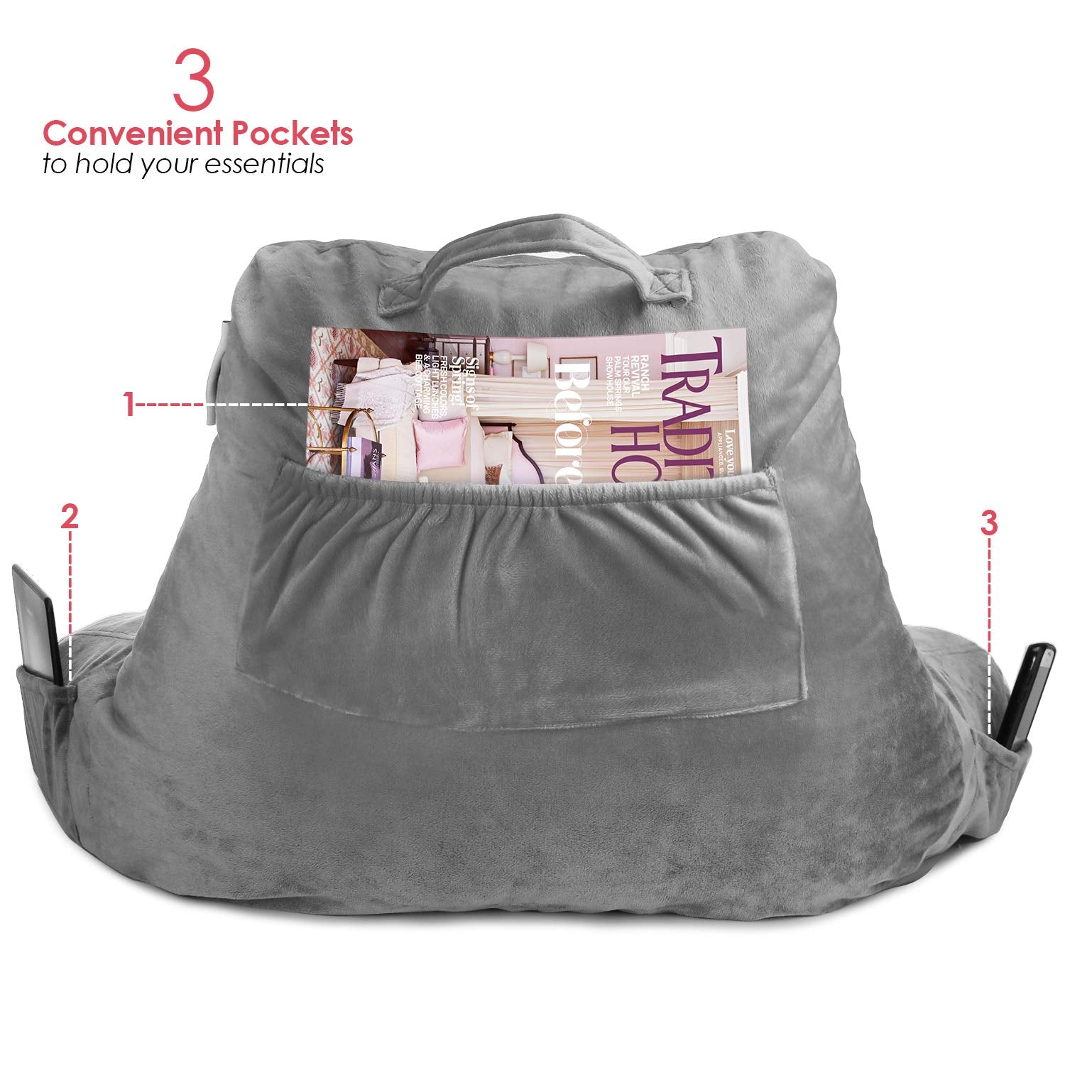Nestl reading pillow carry handle for portable use