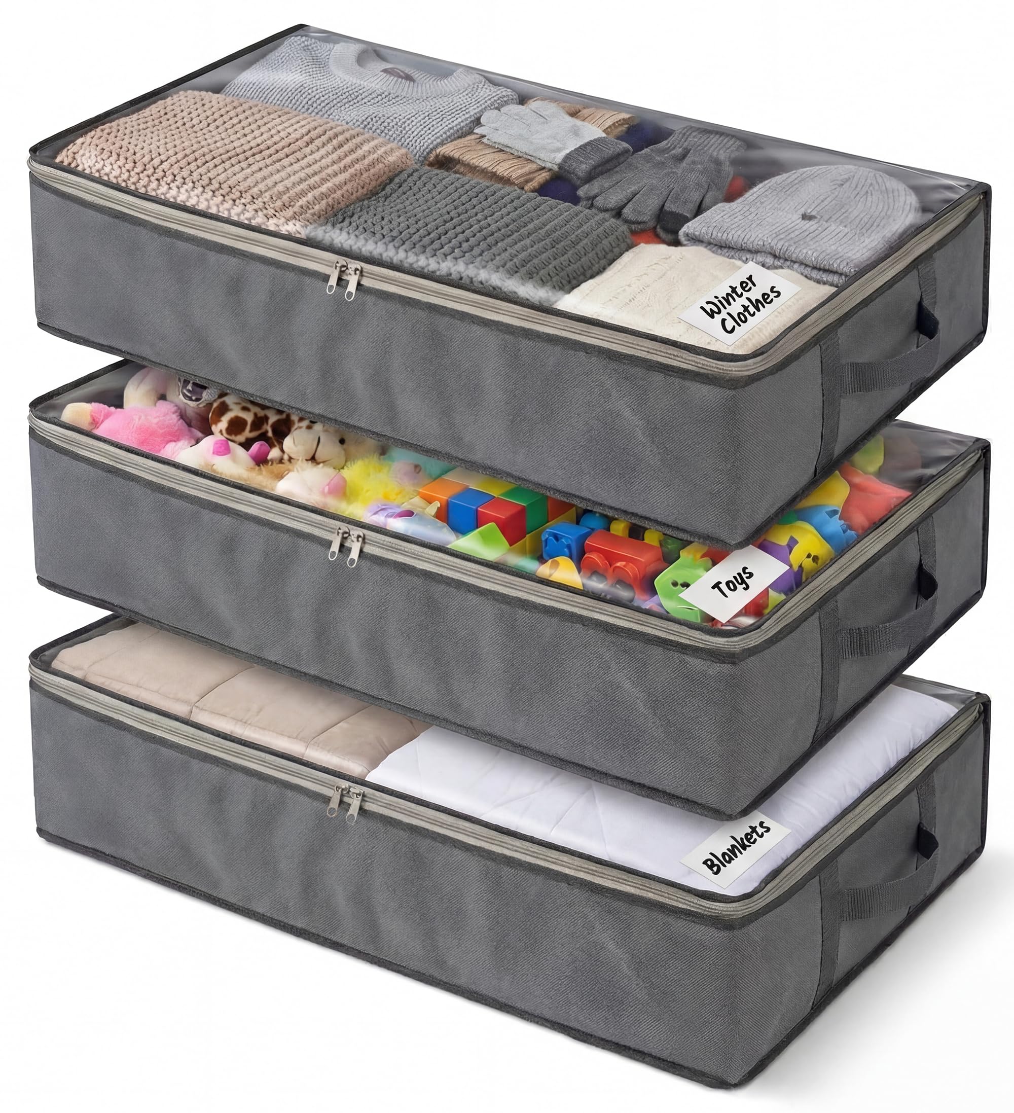 NestNeatly SmartCube under-bed bag with clear window for quick content identification.