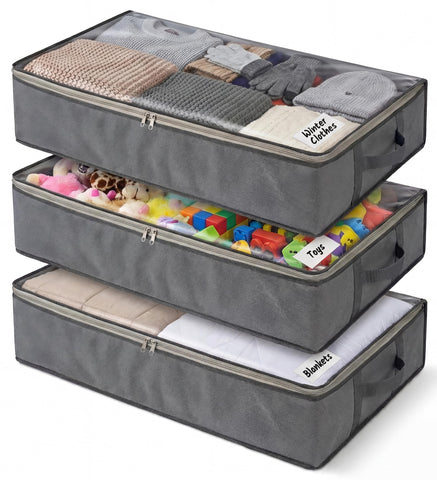 NestNeatly SmartCube under-bed bag with clear window for quick content identification.