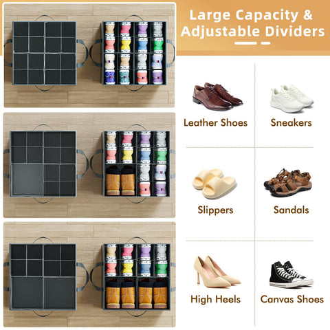 NestOrganix adjustable-dividers show flexible compartments ideal for sneakers, boots, and sandals.