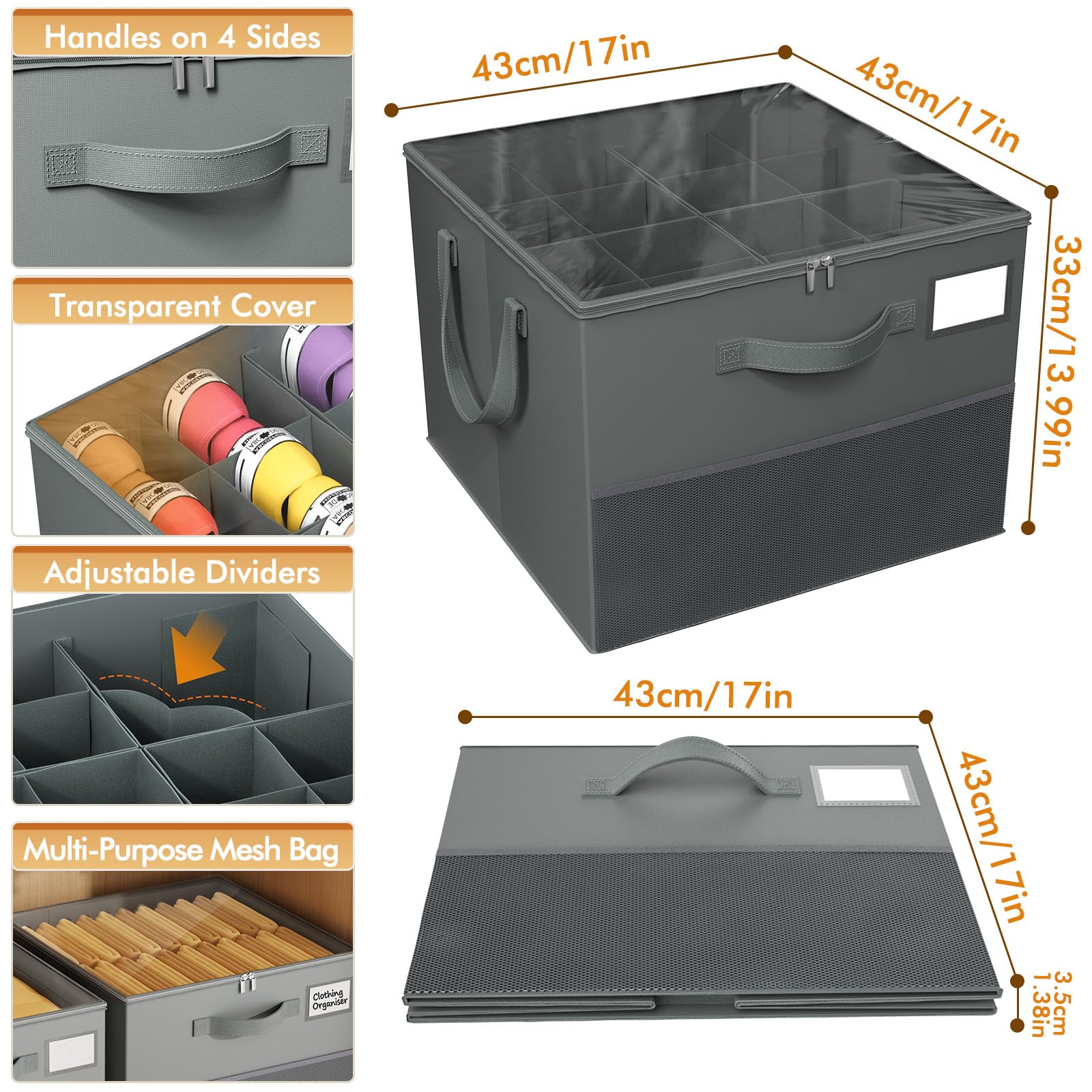 NestOrganix clear lid lets you identify contents at a glance.