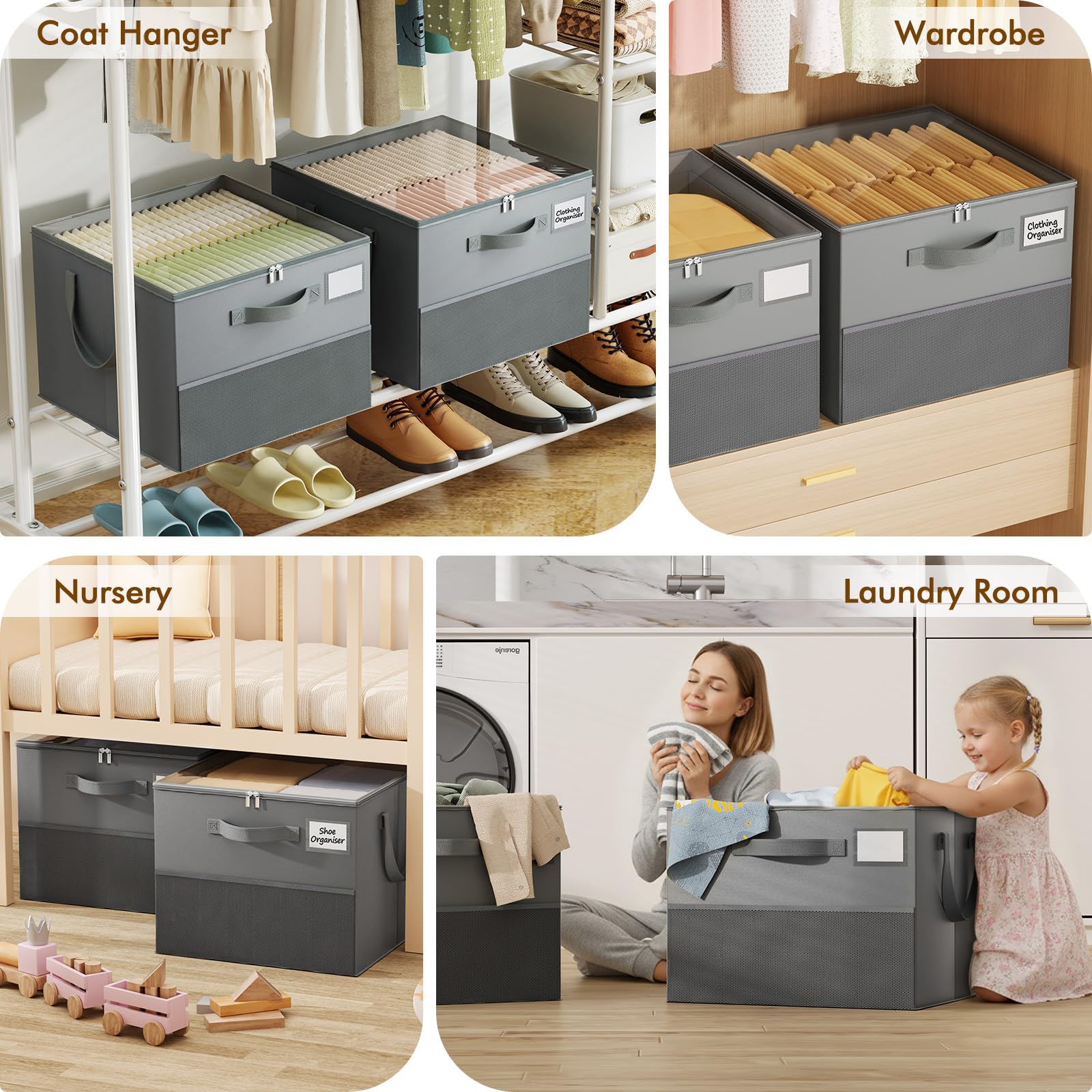 NestOrganix foldable-space-saving design folds flat for under-bed storage.
