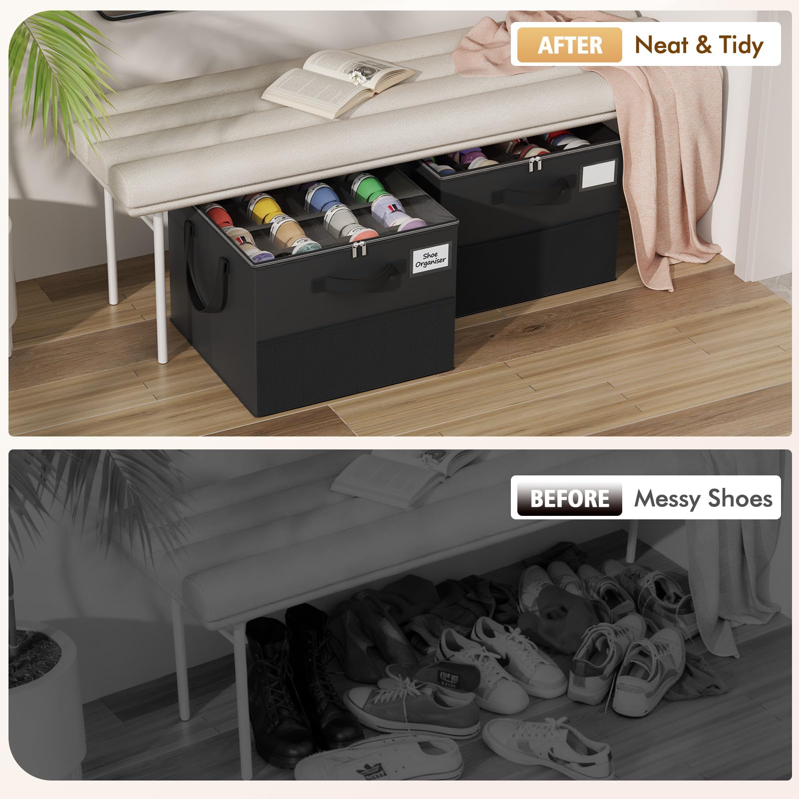 NestOrganix clear cover lets you see contents at a glance in the closet