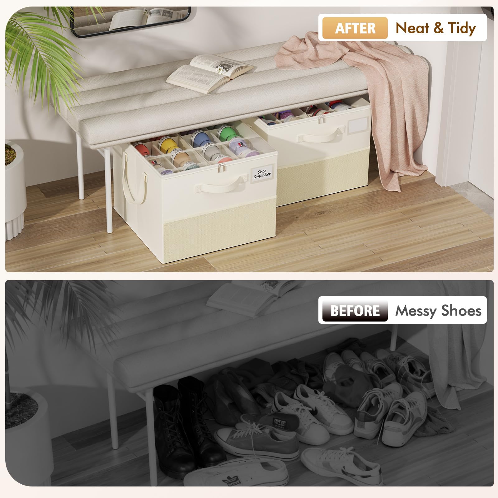 NestOrganix clear lid keeps shoes visible while protecting from dust.