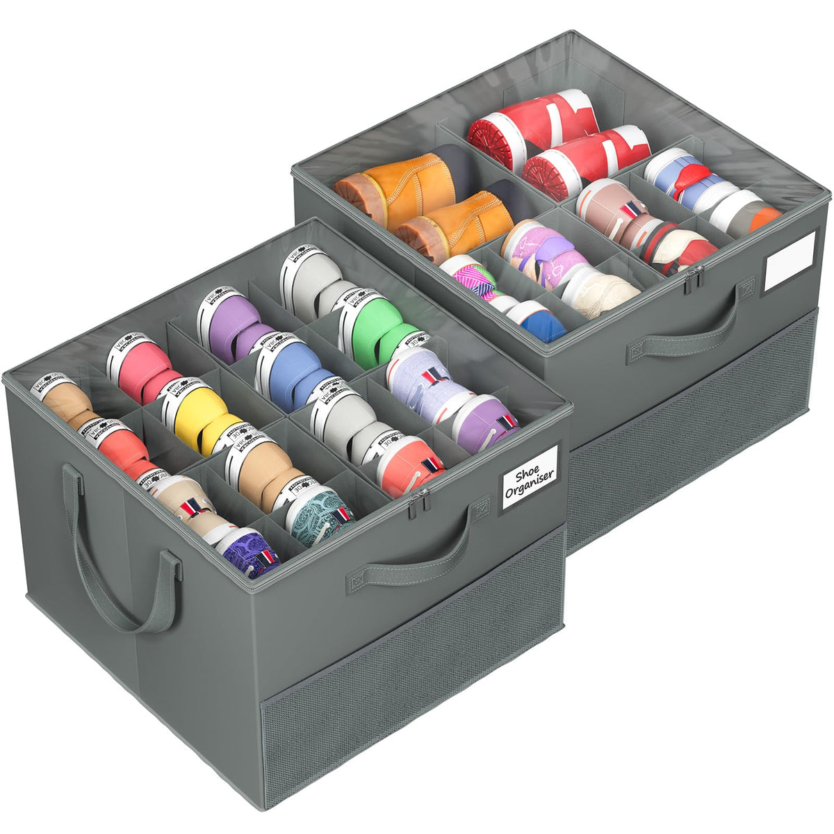 NestOrganix shoe organizer with large capacity keeps footwear neatly stored.