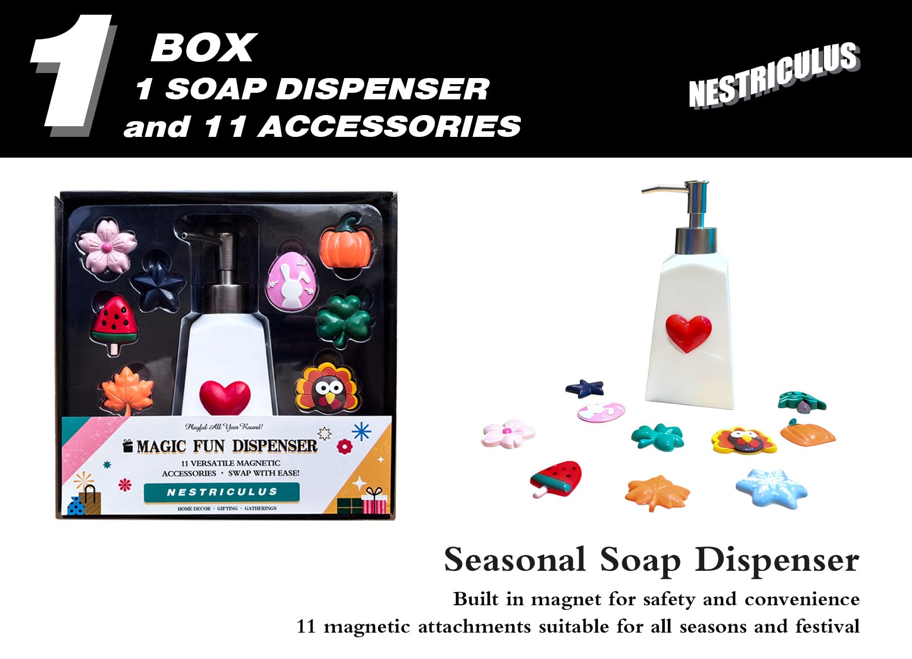 Nestriculus seasonal magnets collection enables quick decor updates.