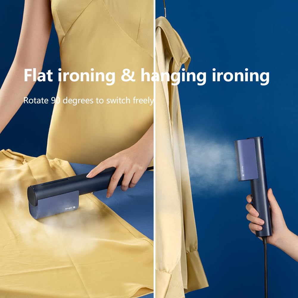 Nesugar G3 in-use on a shirt shows vertical steaming capability.