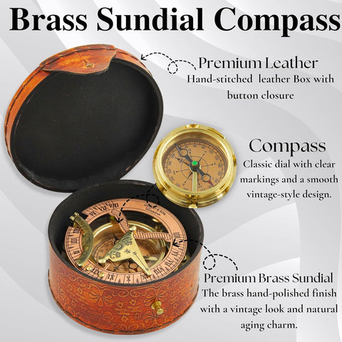 NETAEX brass sundial viewed from the side reveals durable, timeless materials.