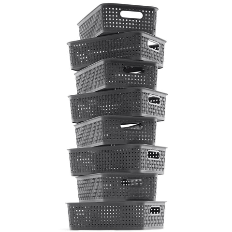 NETANY gray storage baskets in an 8-pack for flexible storage.