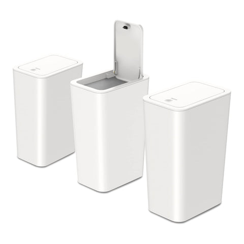 N. NETDOT 3-pack trash can with lid in a compact bathroom setup for odor control.