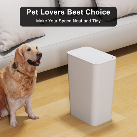N. NETDOT dog-proof trash can lid helps deter pets from waste.