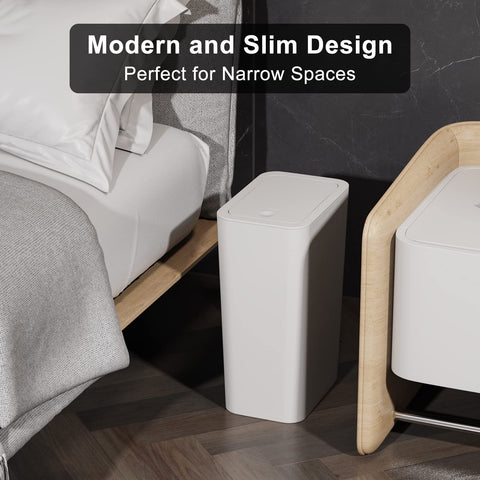 N. NETDOT odor-locking trash bin keeps rooms fresh between disposals.