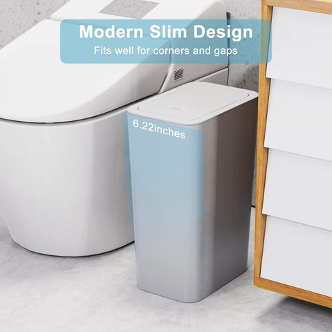 Netdot gray trash can with pop-up lid, front view for easy access.