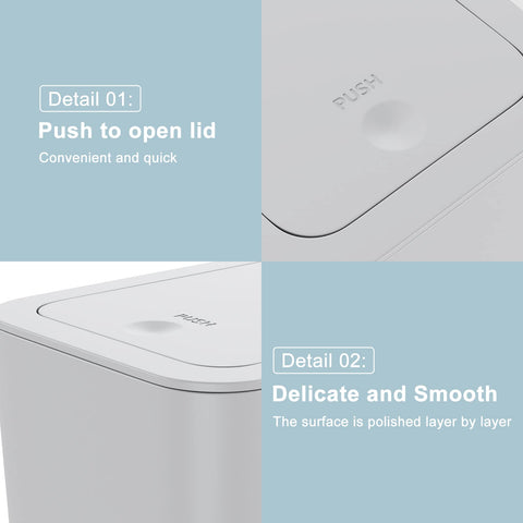 Netdot gray bathroom trash can ideal for powder room use.