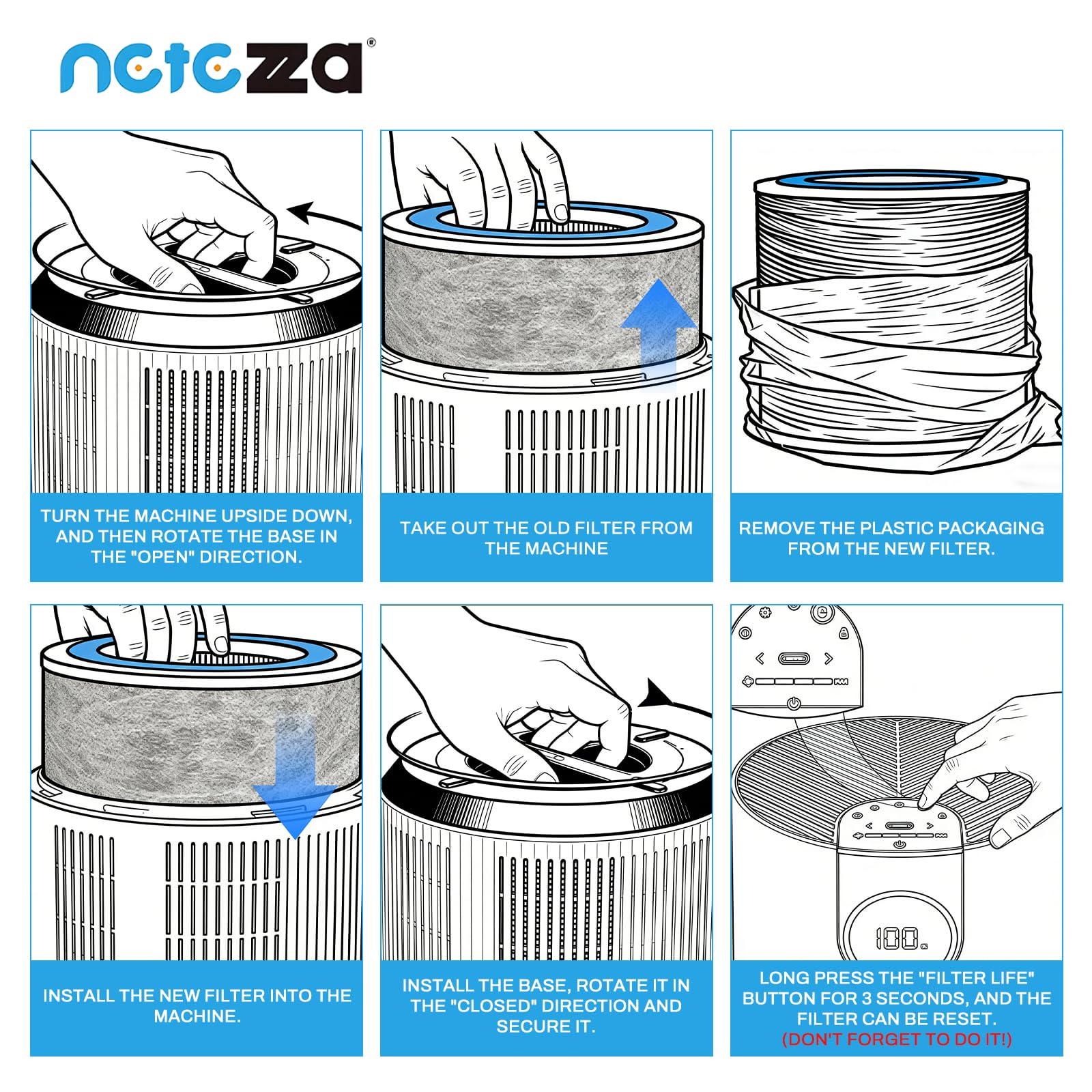 Netezza HP102 captures pet hair and dust for cleaner indoor air