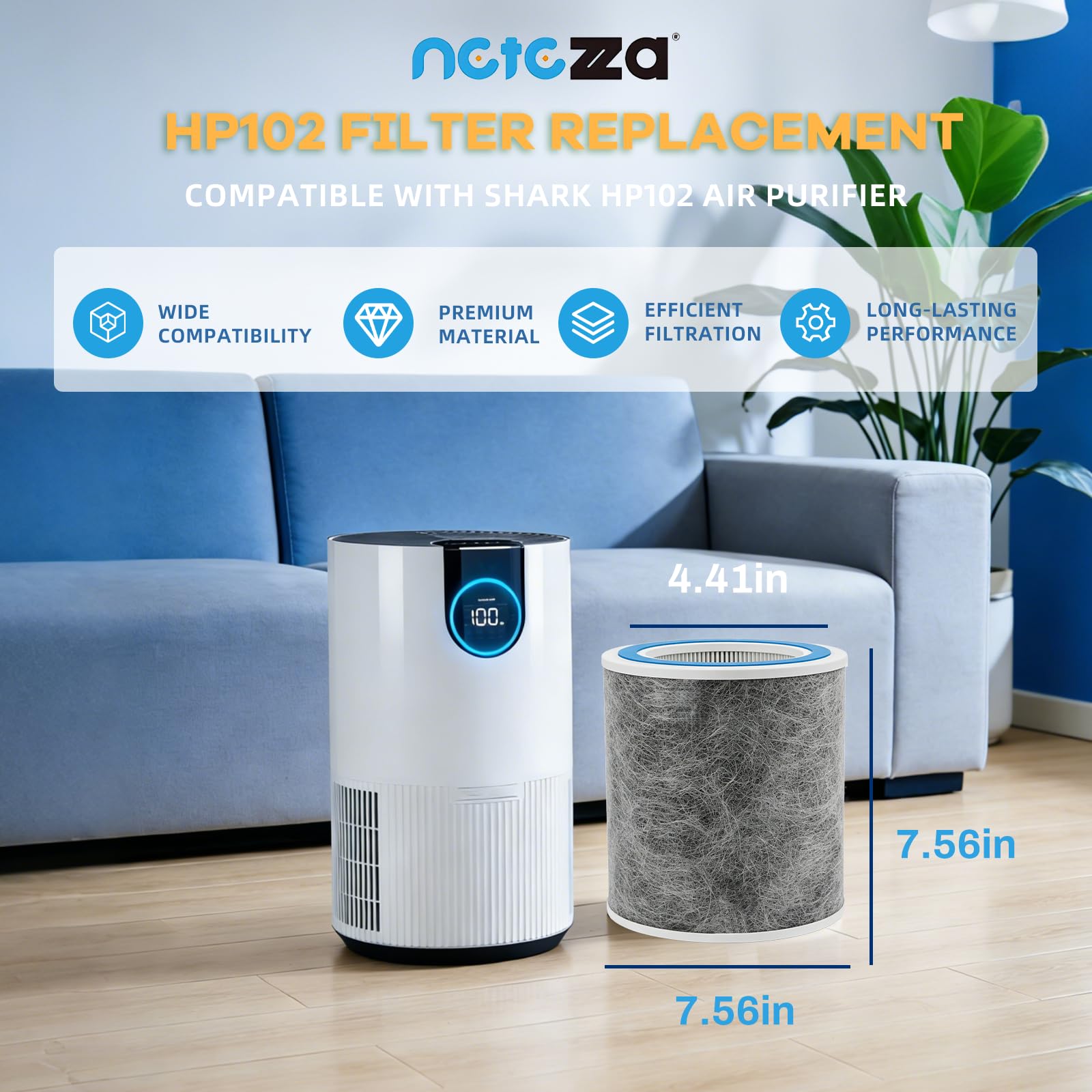 Netezza HP102 replacement filter compatible with Shark models for easy setup