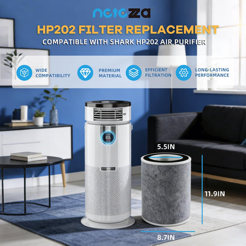 Netezza HP202 filter layer detail highlights activated carbon for odor control