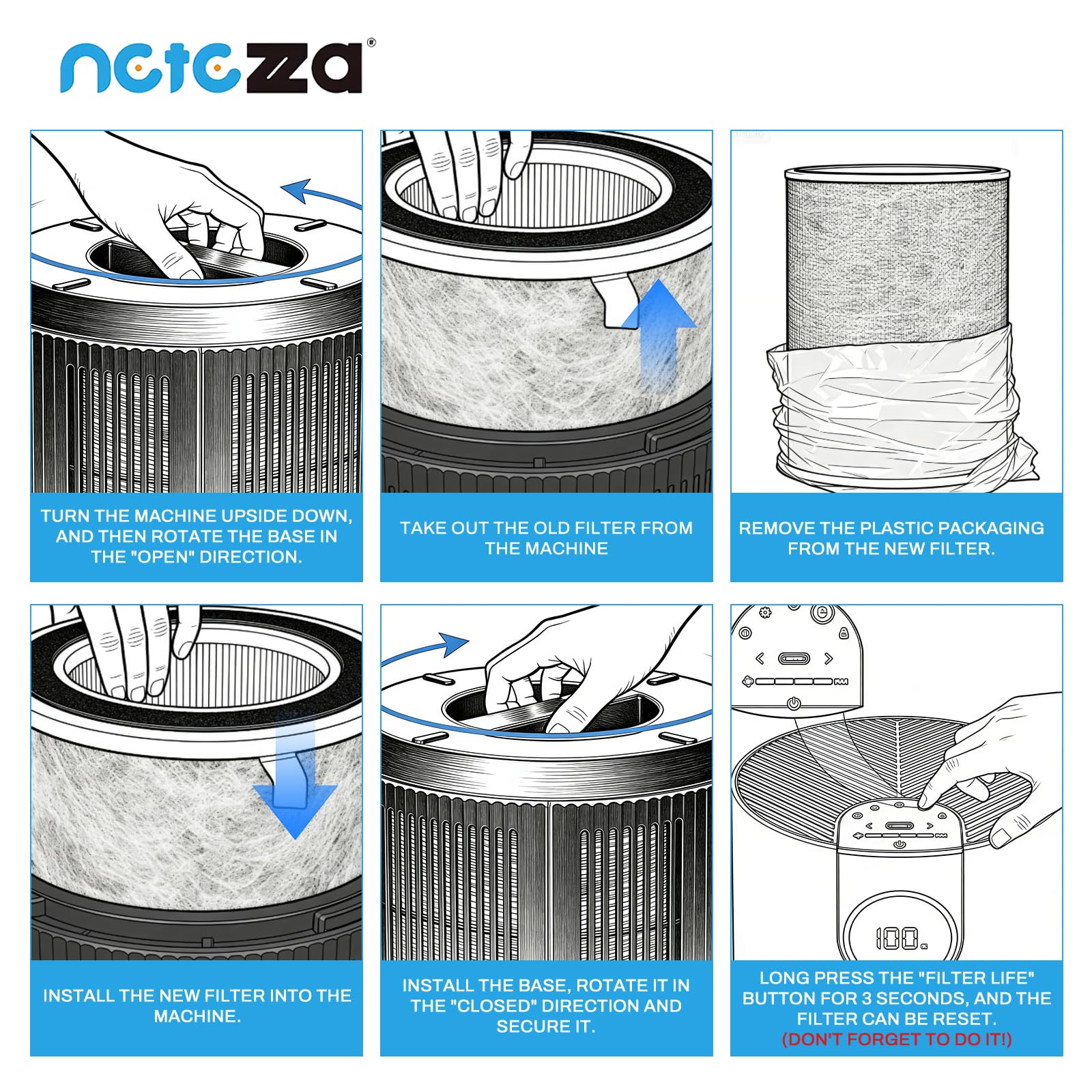 Netezza ready-to-install box signals quick setup.