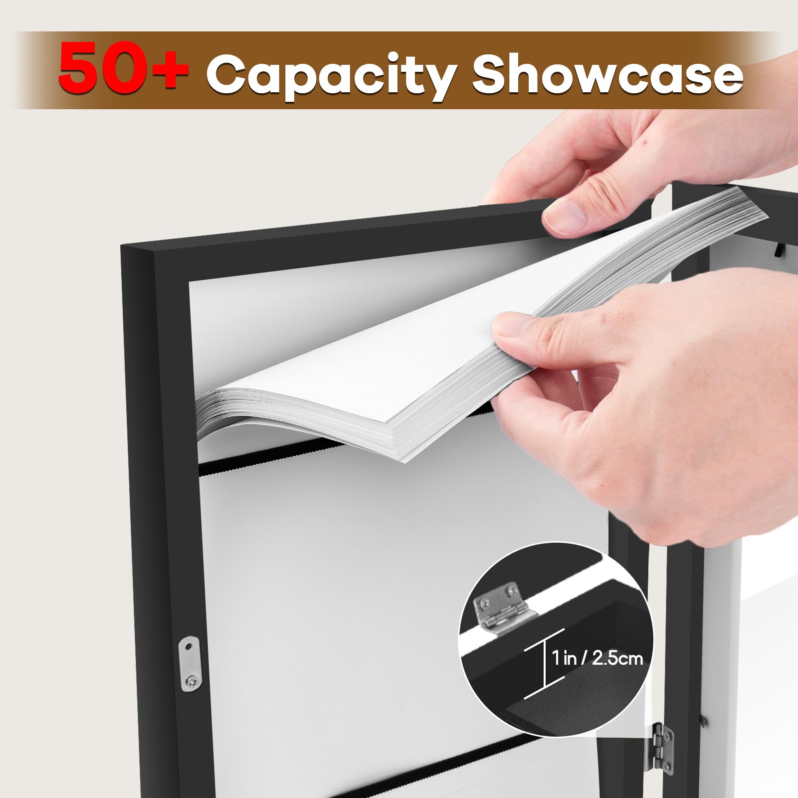 NEUERMOND black wood frames feature crystal-clear acrylic fronts for vivid displays.