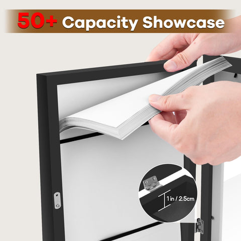 NEUERMOND black wood frames feature crystal-clear acrylic fronts for vivid displays.
