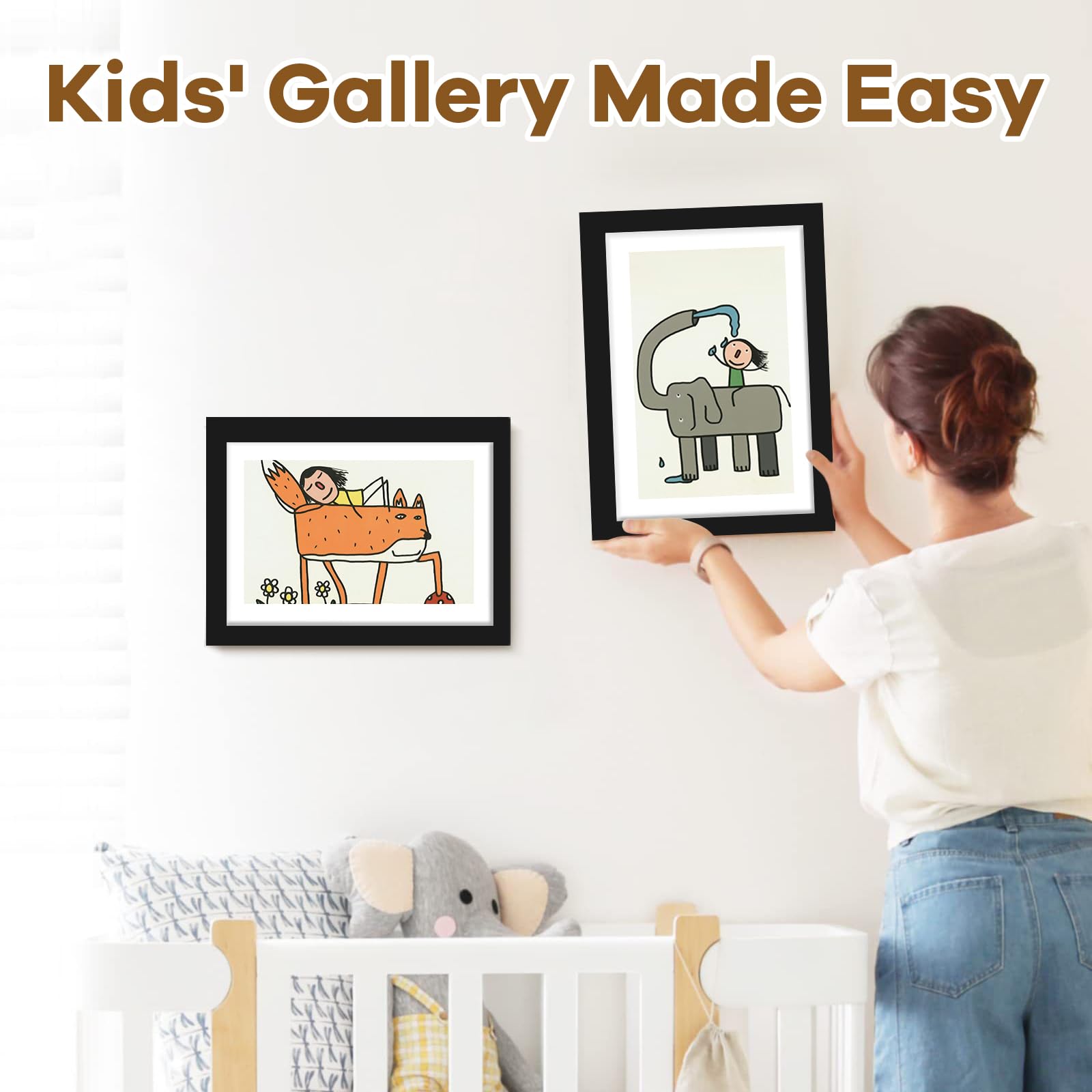 NEUERMOND frame holds 50+ pieces securely with two rubber bands for rotating art.