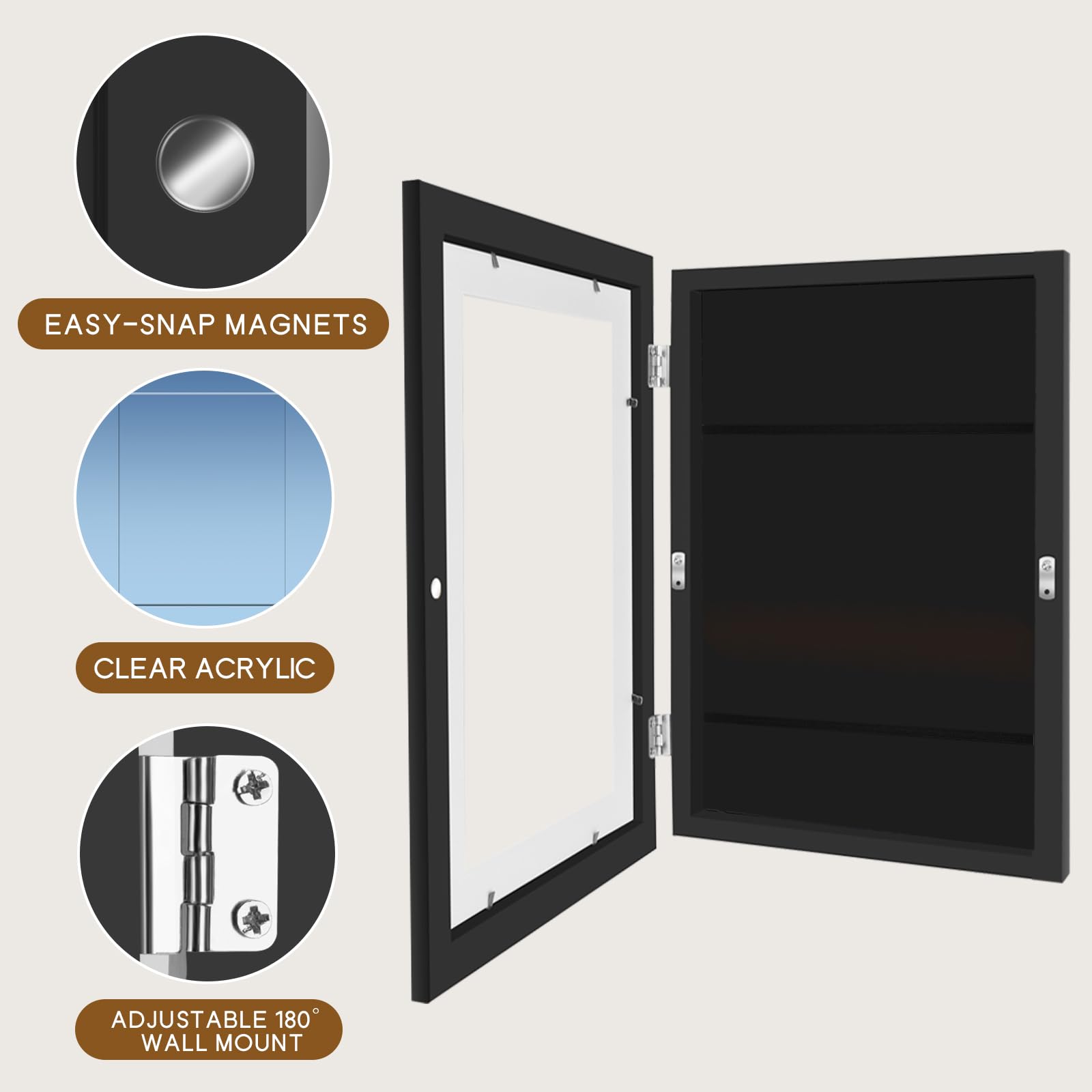 NEUERMOND frames support horizontal or vertical mounting with included sawtooth hangers.