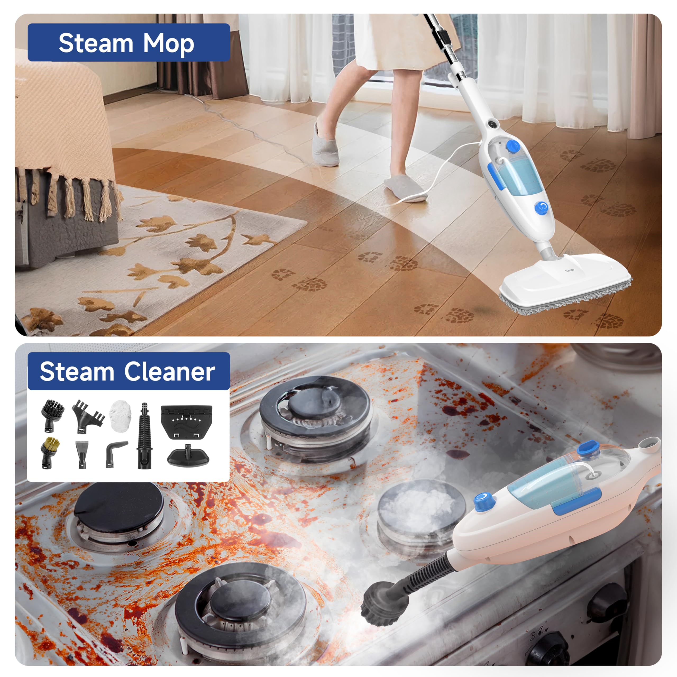Neugo steam mop handheld mode with attachments for versatile cleaning