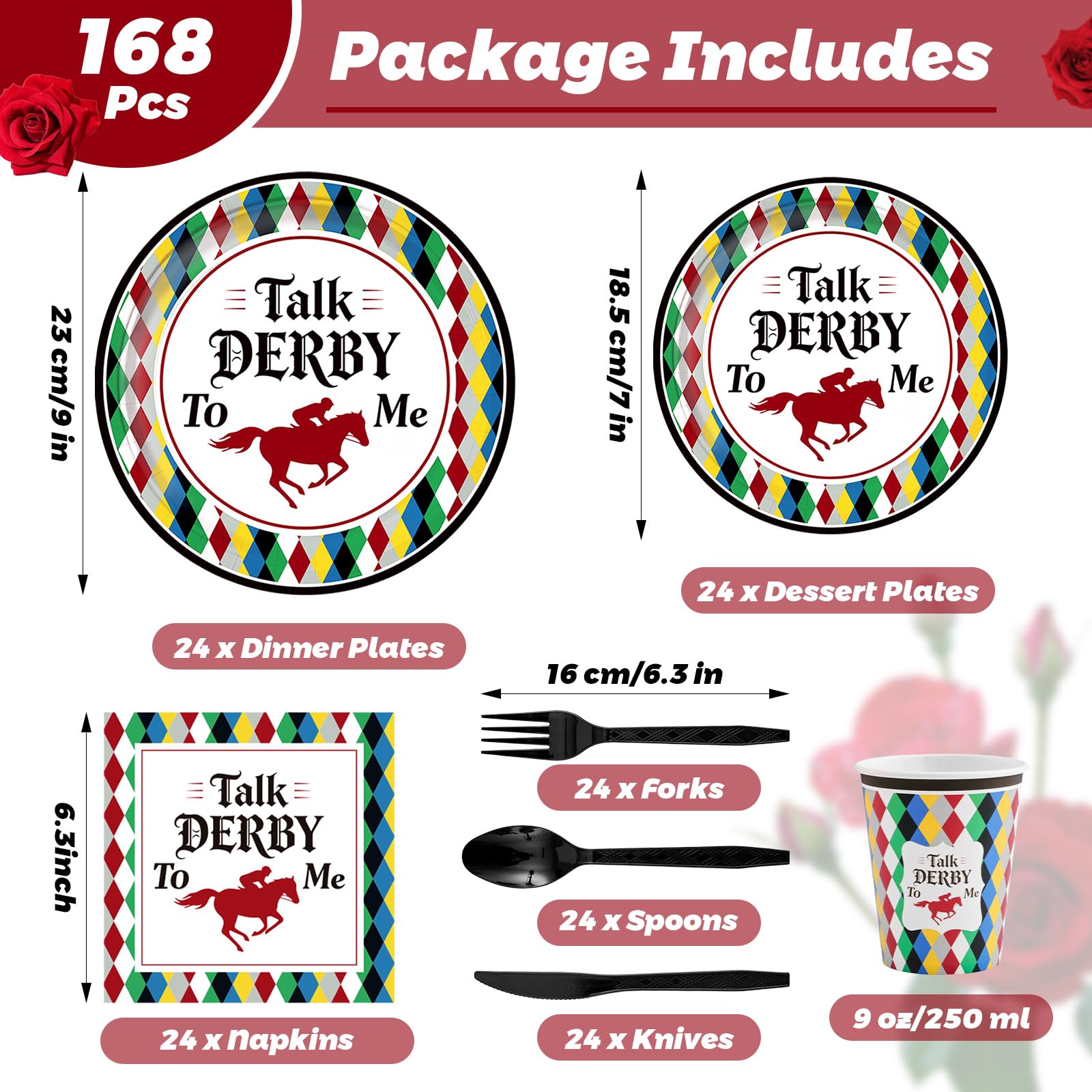 NeusWonder Derby Day dessert plates 7in with derby graphics for quick, stylish sweets