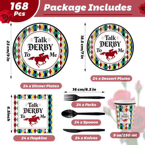 NeusWonder Derby Day dessert plates 7in with derby graphics for quick, stylish sweets