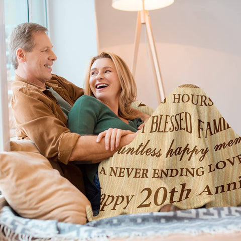 Neuturs 20th anniversary blanket design highlights milestone message for lasting memories.
