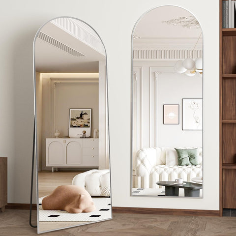 NEUWEABY arch mirror 56x16 standing provides a full-body view.
